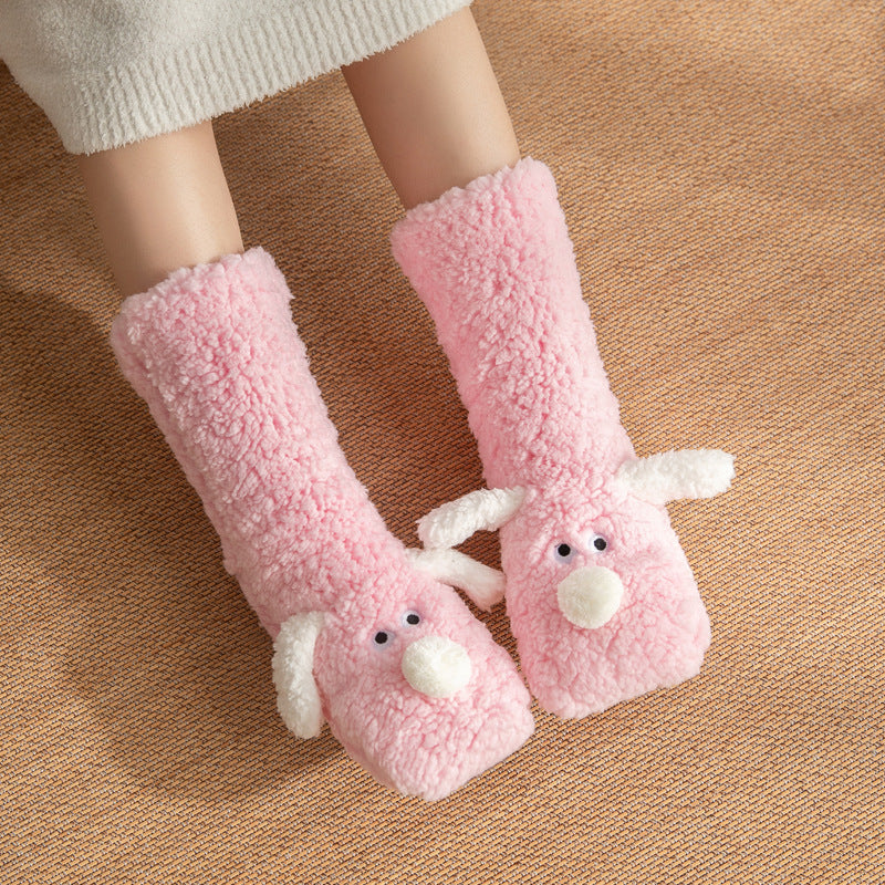 Cute Cartoon Dog Floor Socks Winter Warm Non-slip Women BeardAir.com
