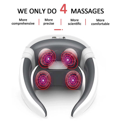 Smart Electric Pulse Back and Neck Massage 4 Heads Pain Relief Tool Health dealsniper-net