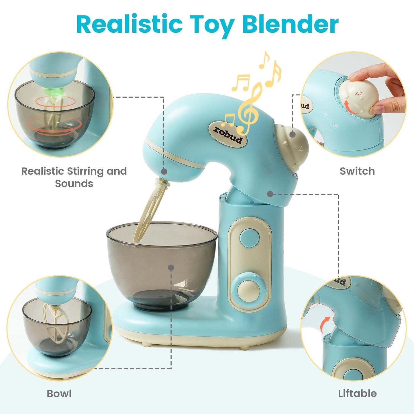 Wooden Pretend Play Whisk Toy Blender Kitchen Gift