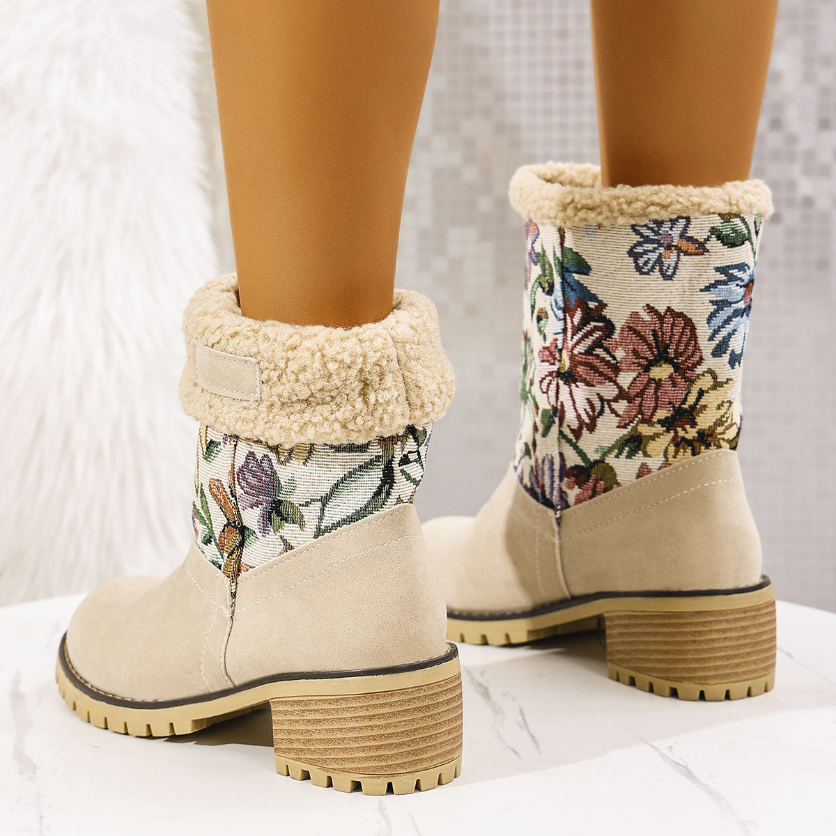 Flowers Embroidered Snow Boots Ethnic Style Platform