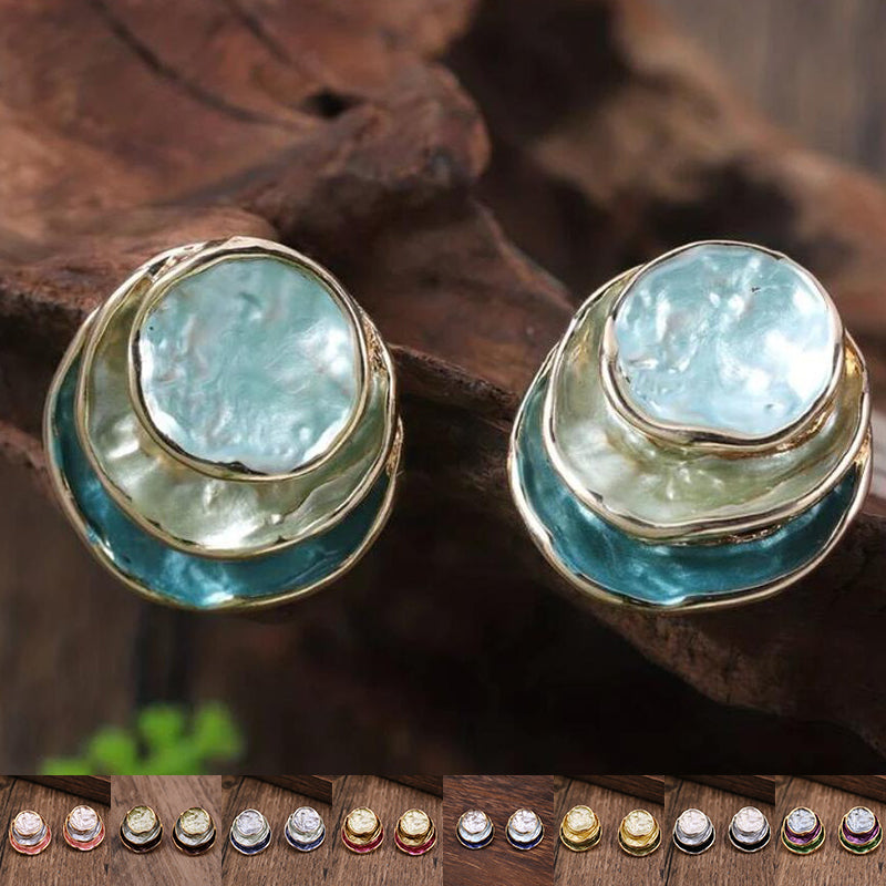 Ins Three-colored Painting Round Earrings Fashion Jewelry dealsniper-net