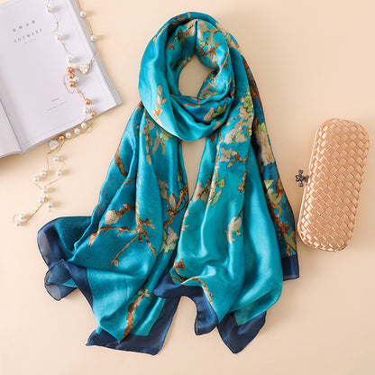 Summer Sunscreen Shawl Scarf Scarf Scarf Women DealSniper.net Lake blue