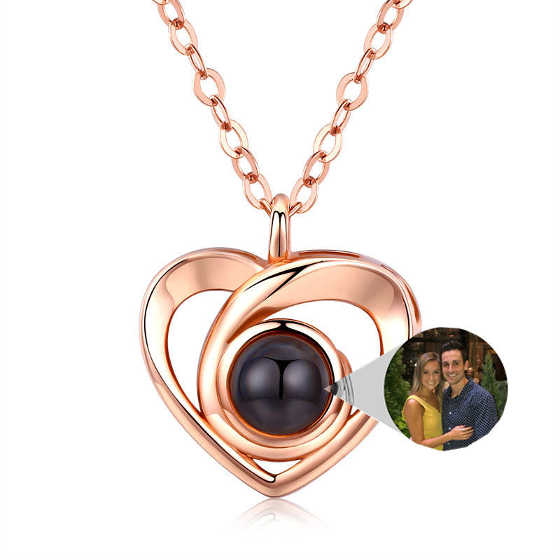 S925 Silver Romantic Photo Projection Necklace Heart