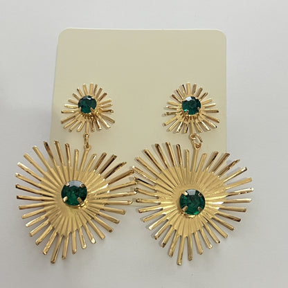Bohemian Sunflower Heart-shaped Earrings With Rhinestone Jewelry dealsniper-net