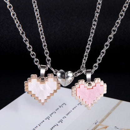 2pcs Magnetic Heart-shaped Mosaic Necklace Fashion Jewelry dealsniper-net