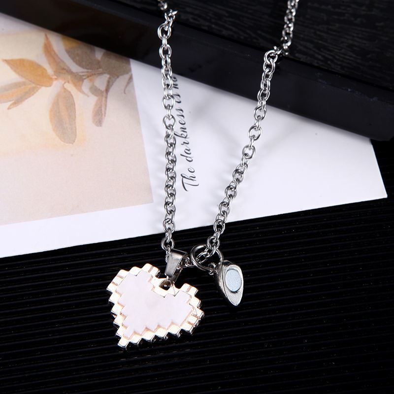 2pcs Magnetic Heart-shaped Mosaic Necklace Fashion Jewelry dealsniper-net