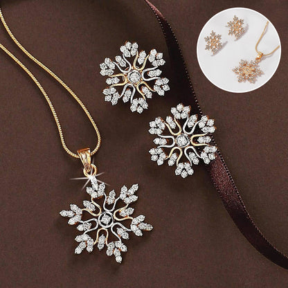 3pcs Snowflake Necklace Set With Rhinestones Jewelry dealsniper-net