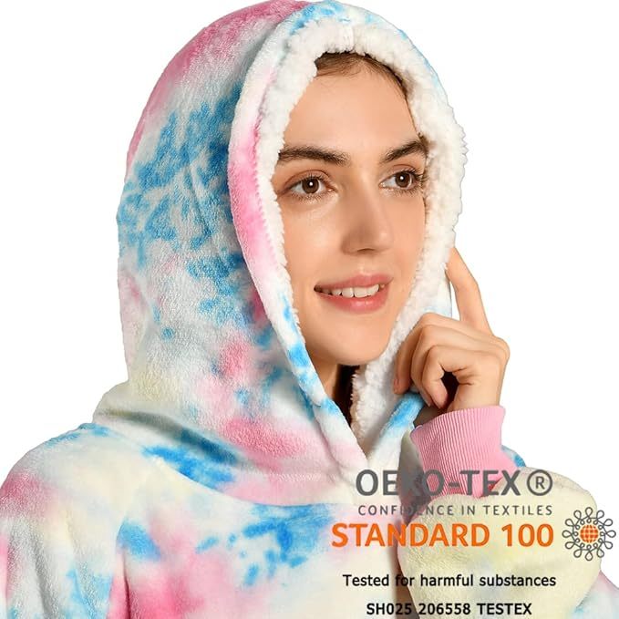 Wearable Blanket Hoodie Oversized Sherpa Hooded  For Women