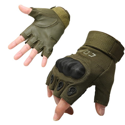 Tactical Gloves Army Military Men Gym Fitness Riding Half Finger Rubber Knuckle Protective Gear Male Tactical Gloves Men dealsniper-net Army green L B