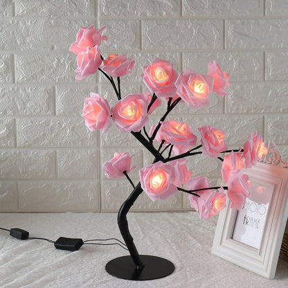 LED Tree Lamp Rose Small Tree Lamp Modeling Lamp Table Lamp Home Decor dealsniper-net Black pink EU