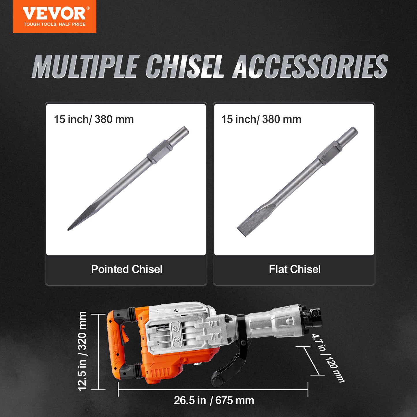 VEVOR Demolition Jack Hammer Concrete Breaker Chisel Bits