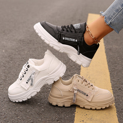 Lace-up Sports Shoes With Side-Zipper Design Fashion Women dealsniper-net