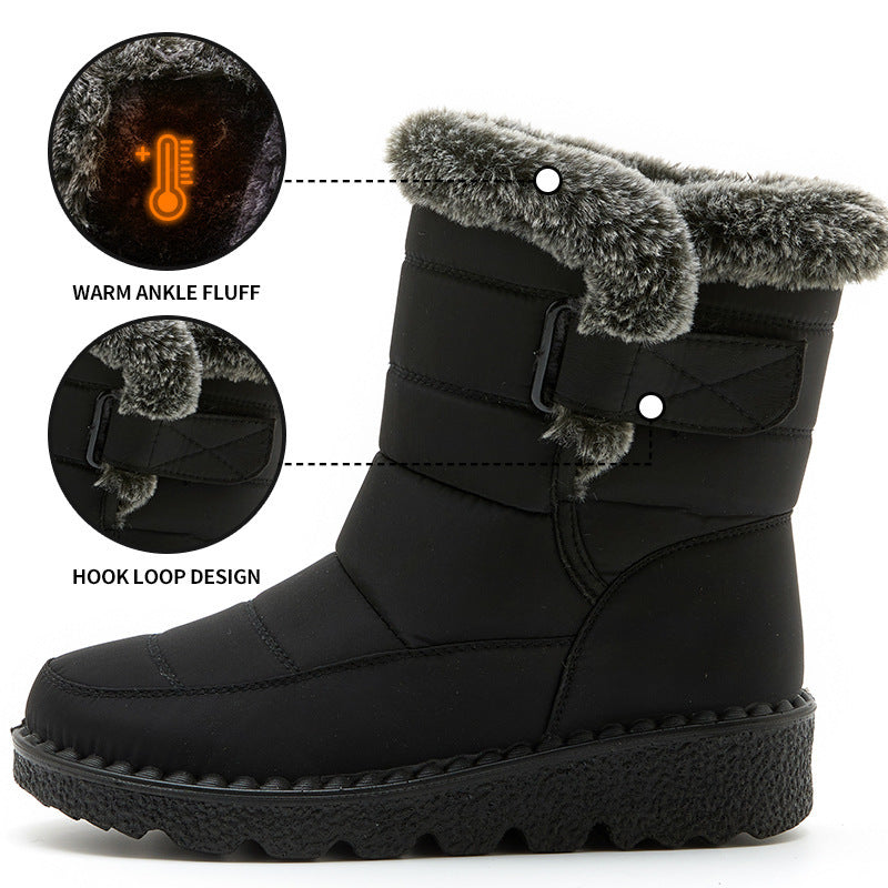 Snow Boots Winter Warm Hook And Loop Fastener Plush Shoes Women null