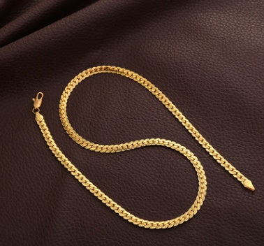 Men Necklace Gold Tone Snake Chain Jewelry Gym From House