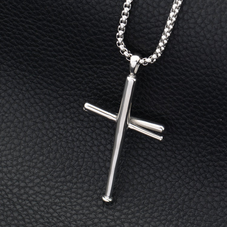 Baseball bat cross hip hop necklace Jewelry dealsniper-net