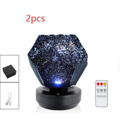 LED Starry Sky Projector Night Lights 3D Projection Night Lamp USB Charging Home Planetarium Kids Bedroom Decoration Room Lighting Home dealsniper-net 3colors remote 2pcs