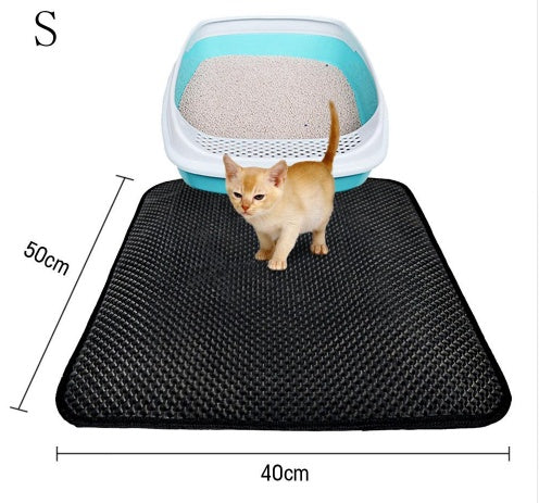 Double Layer Litter Cat Bed Pads Pet Cat Litter Mat Pets dealsniper-net S Black