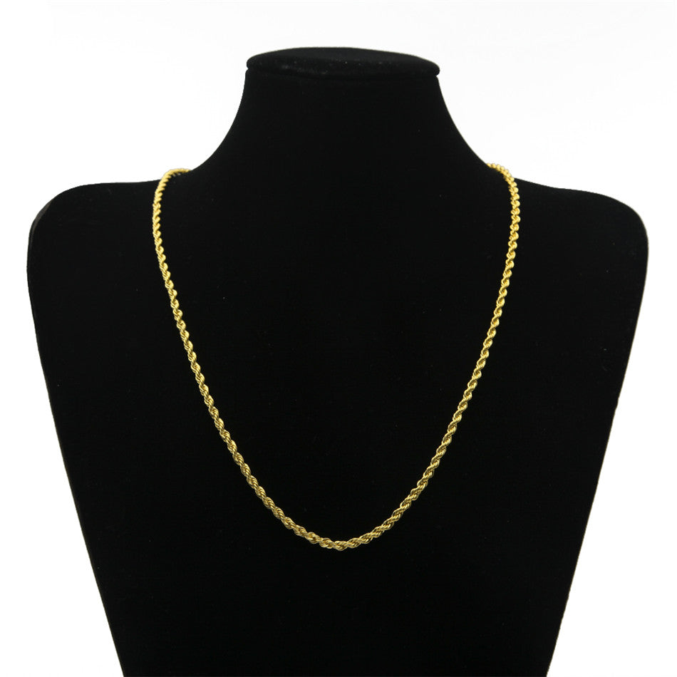 Hip Hop Rapper Chain 3mm gold Silver nakelace for Men Jewelry Gym From House