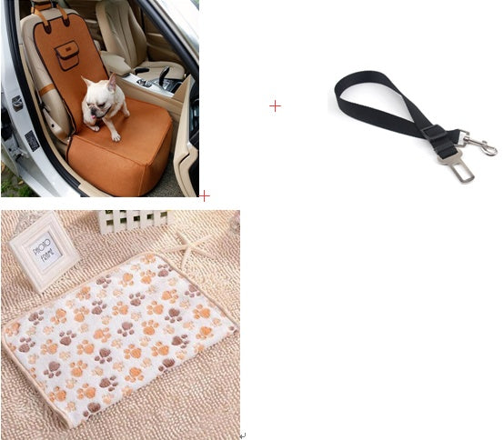 Retro Dual-purpose Pet Car Mat Front Seat Cushion Pets dealsniper-net Brown+70Black+Beige76x52