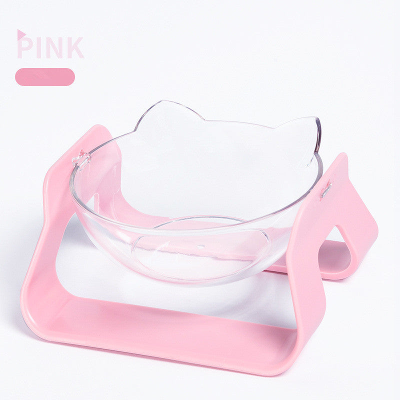 Adjustable Oblique Mouth Cat Bowl Pets dealsniper-net Pink