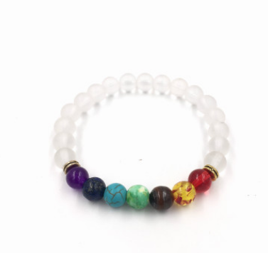 Agate molten rock 8mm energy volcanic stone chakra colorful beads bracelet string Jewelry dealsniper-net White touch sand