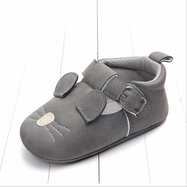 Spring and autumn cartoon animal baby shoes matte leather non-slip soft bottom baby shoes wholesale 0884 Kids DealSniper.net Dark grey rat 11CM