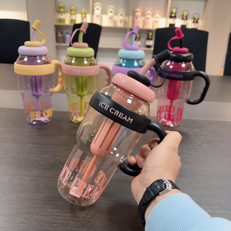 Plastic Water Bottle With Straw Cartoon Cup Drinking Cup