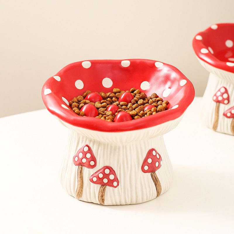 Creative Mushroom Modeling Tall Pet Bowl Cute Cat Bowl Pets dealsniper-net