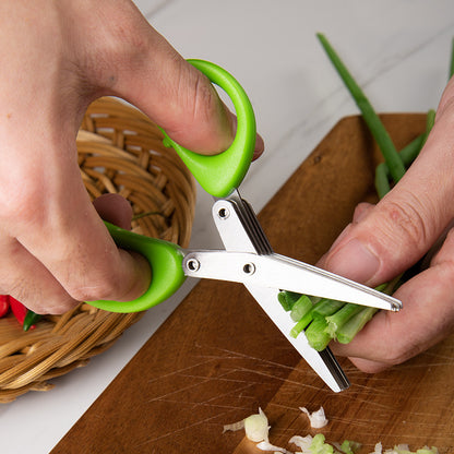 Multifunctional Multi-layer Green Onion Scissors Stainless Steel Kitchen dealsniper-net