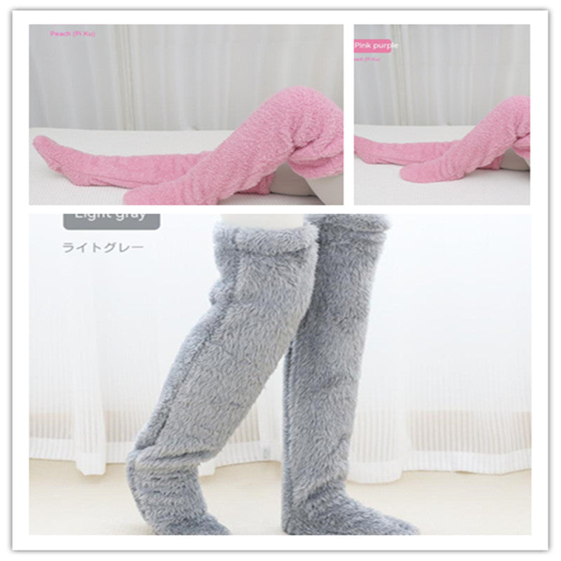 Over Knee High Fuzzy Long Socks Winter Warm Cold Leg Knee Joint Cold-proof Stockings Home Floor Sleeping Socks Men dealsniper-net Set12 Average Size