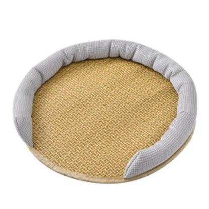 Cooling Mat For Cats - Rattan Pet Bed With Breathable Cushion And Summer Mattress Pets dealsniper-net Gray M