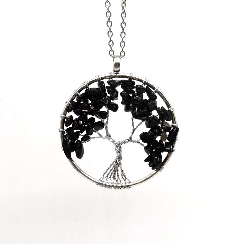 Kabala Life Tree necklace Jewelry dealsniper-net Black crystal Chain