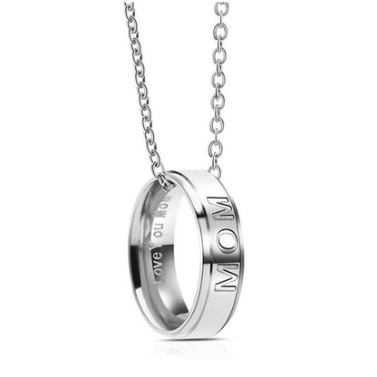 Ornament Ad Mom Ring Titanium Steel Pendant Neck Accessories Jewelry dealsniper-net Silver MOM Ring Necklace