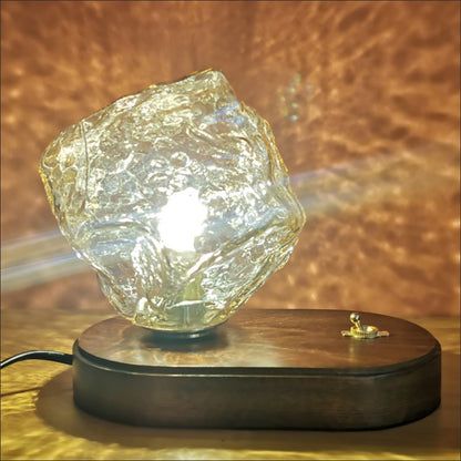 Ice Table Lamp Bedside Decoration Small Night Light Home Decor Gym From House Amber lampshade Warm light 220V US