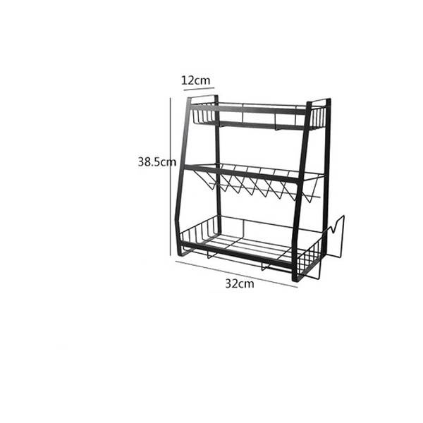 Tieyi three layer seasoning rack, kitchen supplies shelf Kitchen dealsniper-net Black sticky board