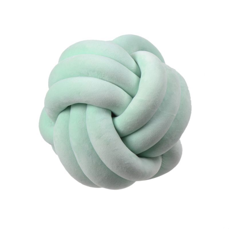 Knotted Plush Ball Design Round Throw Pillow House DealSniper.net Mint Green 20cm