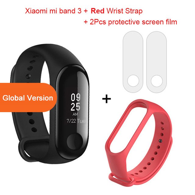 Global Version Xiaomi mi band 3 Fitness Tracker Smart Bracelet Jewelry Gym From House Add red wrist strap