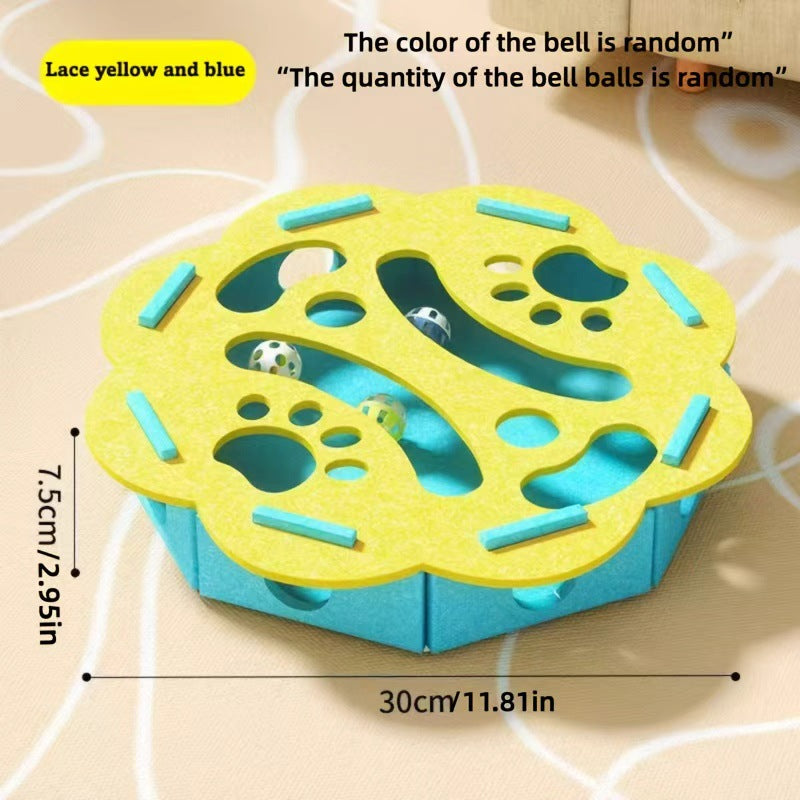 Interactive Cat Puzzle Toy With Maze Tunnel Bell Ball Pets dealsniper-net Circle Blue yellow