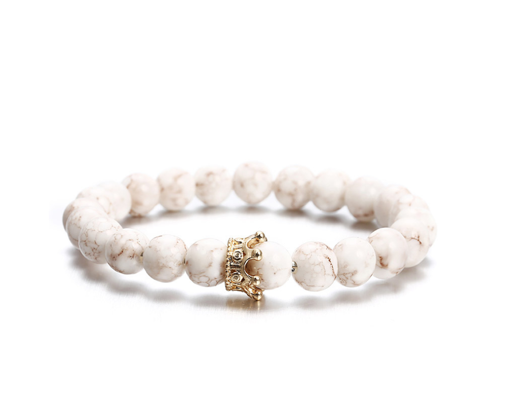 European and American fashion micro inlaid zircon crown bracelet volcanic stone acrylic bracelet Jewelry DealSniper.net White