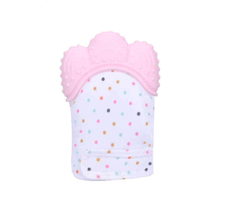Baby teether baby anti-bite silicone molar gloves children's sound toys Kids DealSniper.net Pink Q1pcs