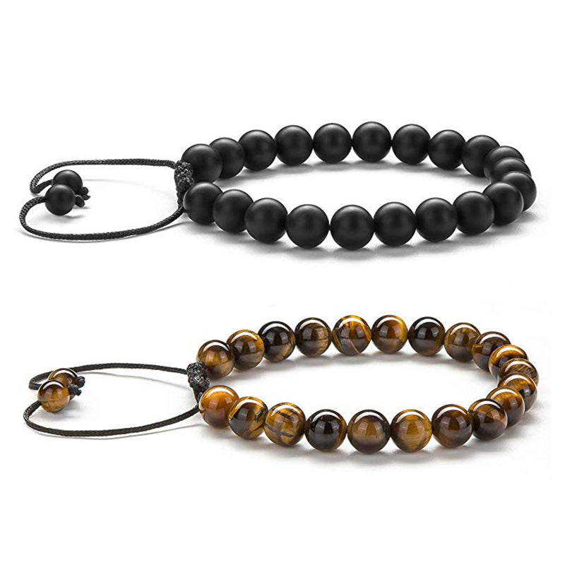 Tiger Eye Couple Bracelets Matte Black Agate Beads Bracelet Jewelry dealsniper-net L