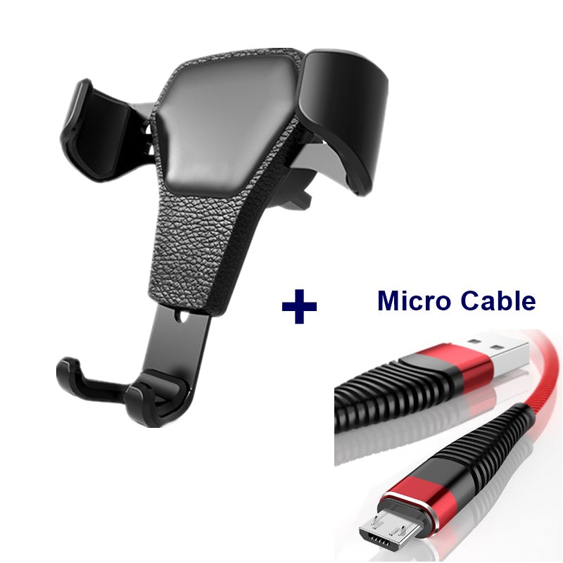 Leather grain gravity mobile phone car holder Phones DealSniper.net Cable bracket
