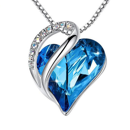 925 Sliver Heart Shaped Geometric Necklace Jewelry Jewelry dealsniper-net Blue