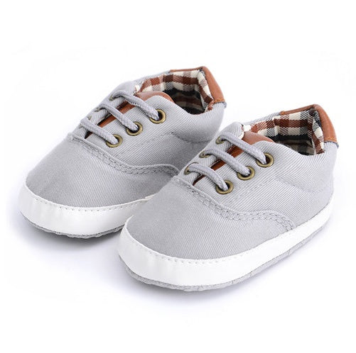 Solid color casual lace soft bottom baby canvas shoes