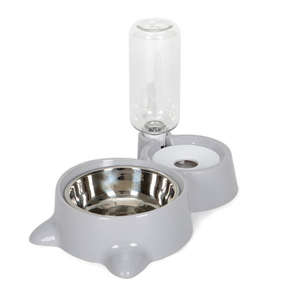 Automatic Cat Dog Water Dispenser with Bowl Nonelectric Pets dealsniper-net Grey