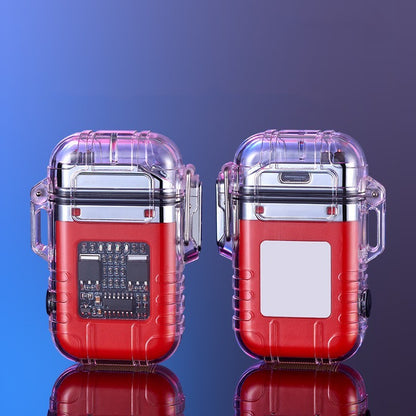 Transparent Shell Double Arc Lighter Waterproof And Windproof Gadgets dealsniper-net Red USB