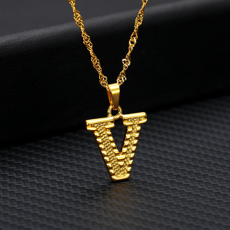 26 letters gold-plated pendant necklace Jewelry dealsniper-net V