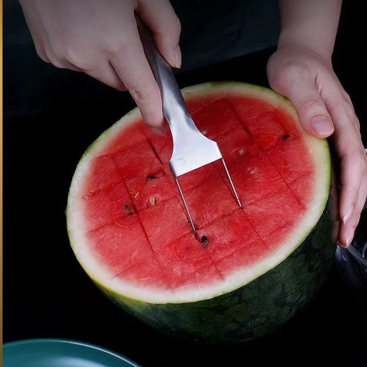 2 In 1 Watermelon Fork Slicer Multi-purpose Stainless Steel Kitchen DealSniper.net