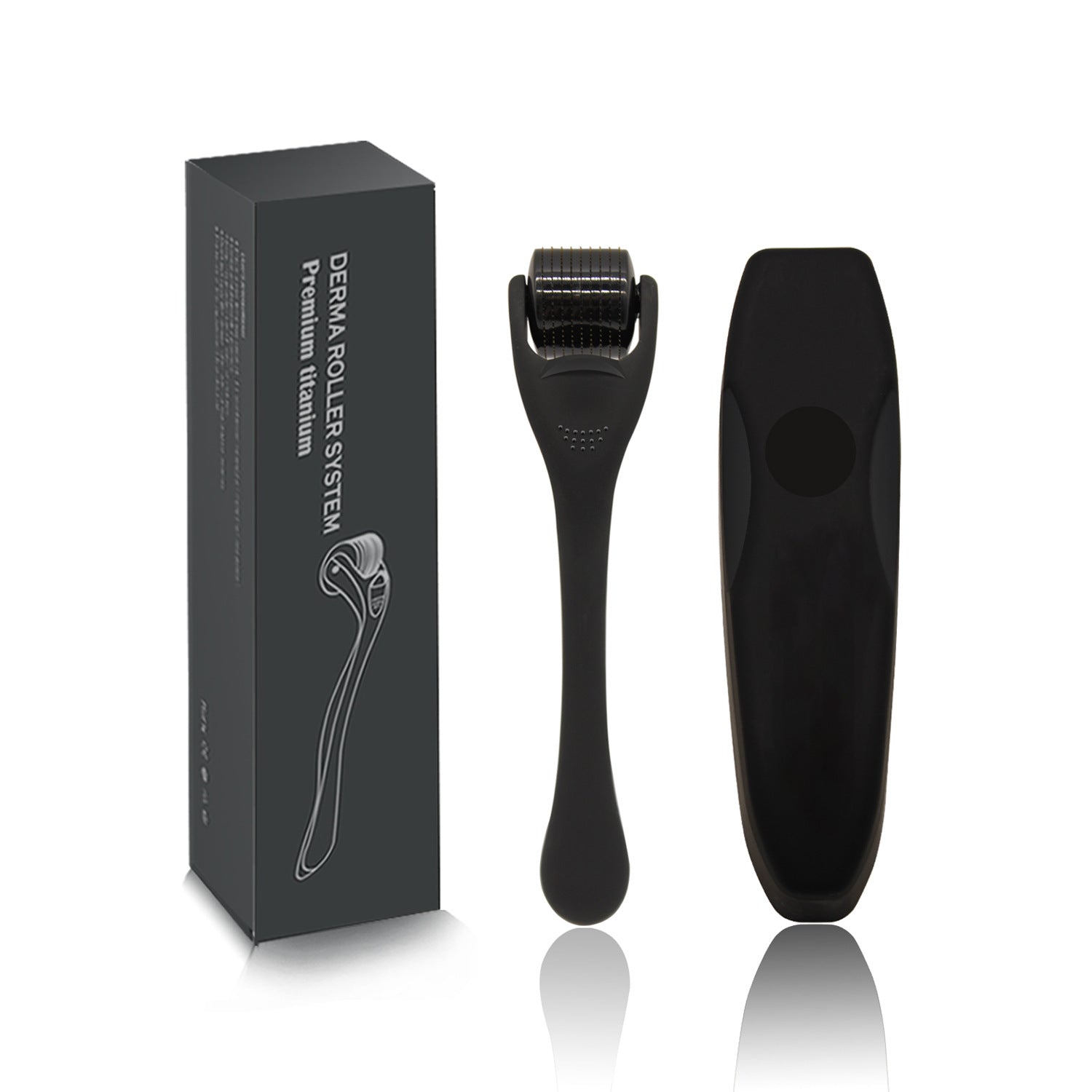 Beard Roller Microneedle Frosted Black Titanium Alloy Needle Men dealsniper-net Black 0.25mm 1PC