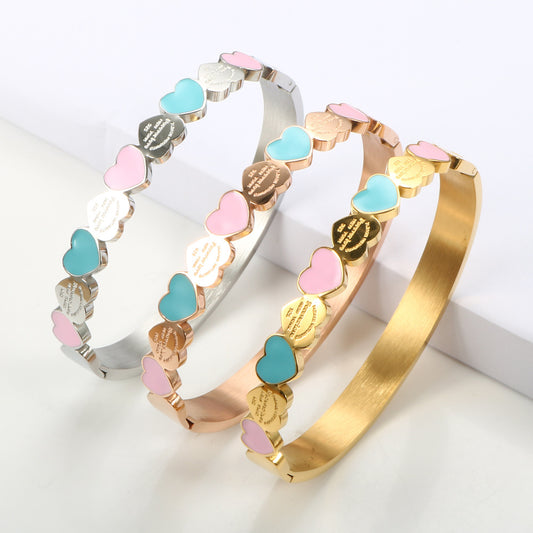 New Fashion Three-color Heart-shaped Bracelet Titanium Steel Jewelry Gym From House